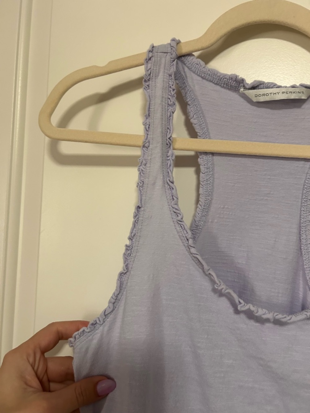 🦄💜🪁Dorothy Perkins Lavender Ruffle-Edge Racerback Tank🪁💜🦄 - Picture 10 of 10